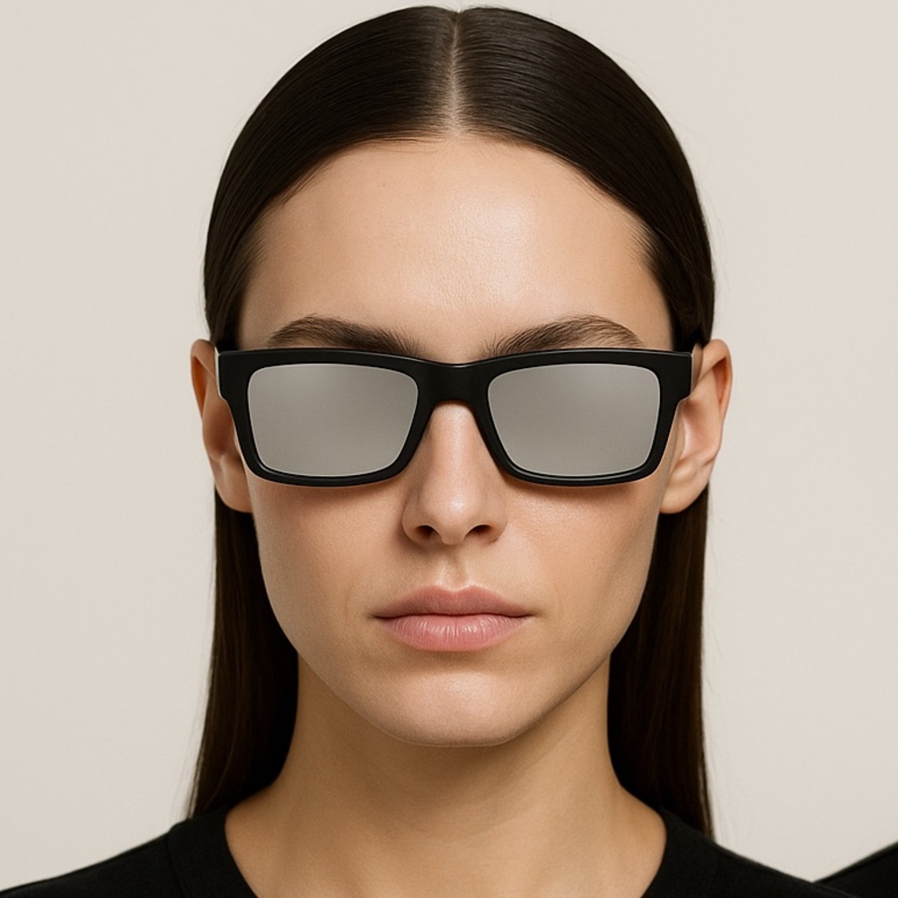 GIVENCHY MATTE BLACK/SILVER MIRRORED SUNGLASSES GV40057I